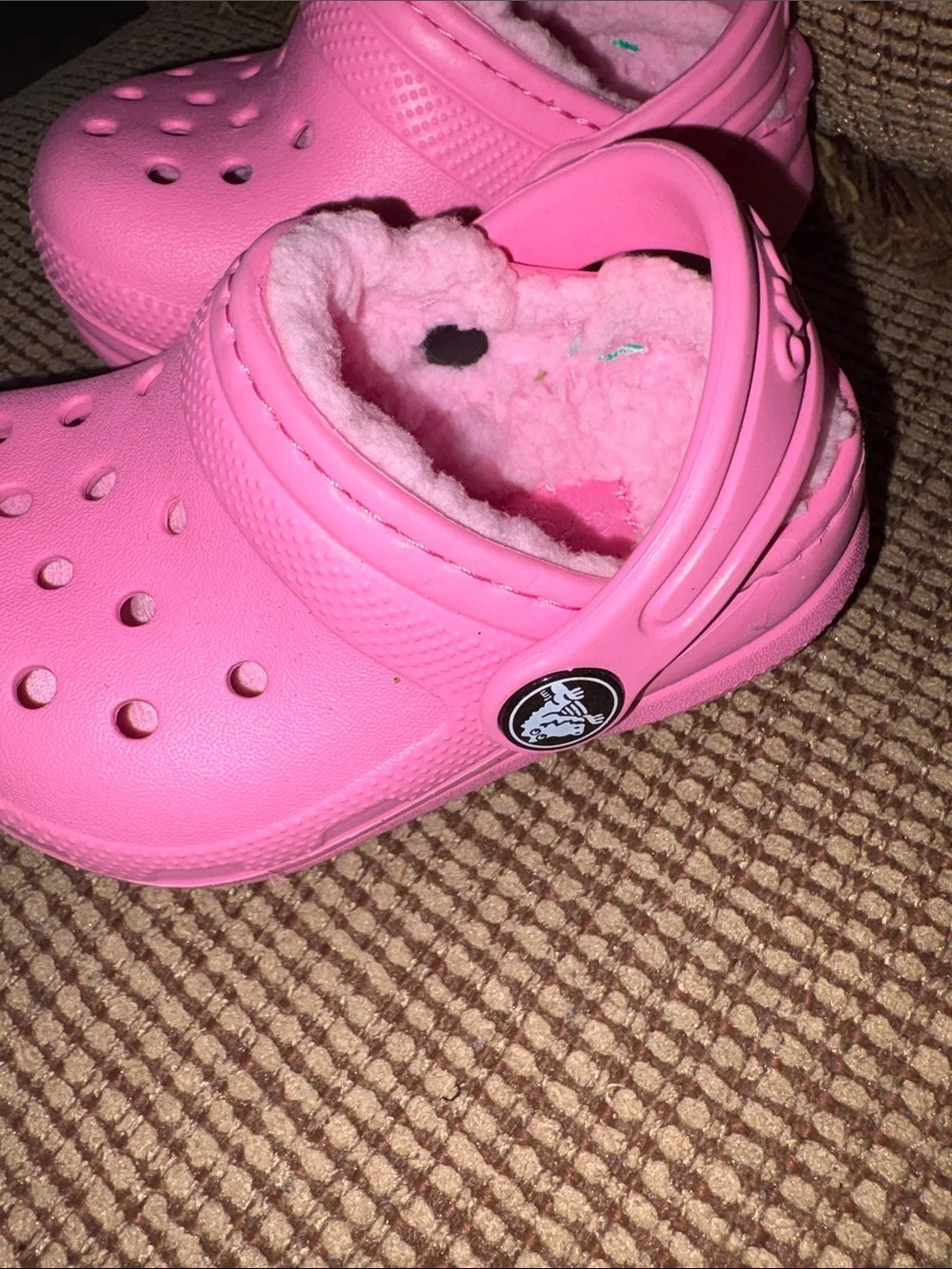 Child Size 4 Pink CROC Lined Clog Shoes